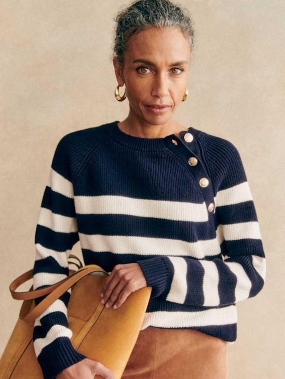 Sezane Gary Jumper, Navy Ecru, Sz Small, New W/Tags